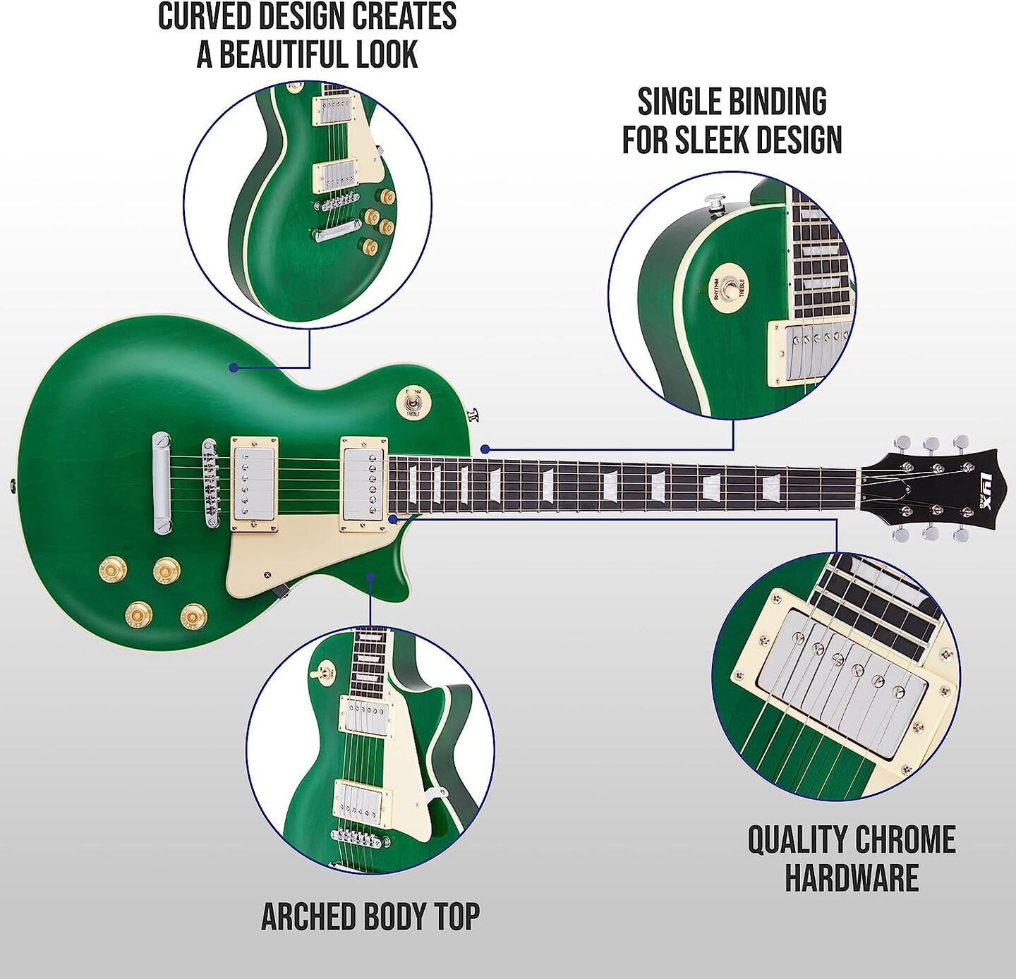 LyxPro 39" Les Paul Solid Body Beginner Electric Guitar