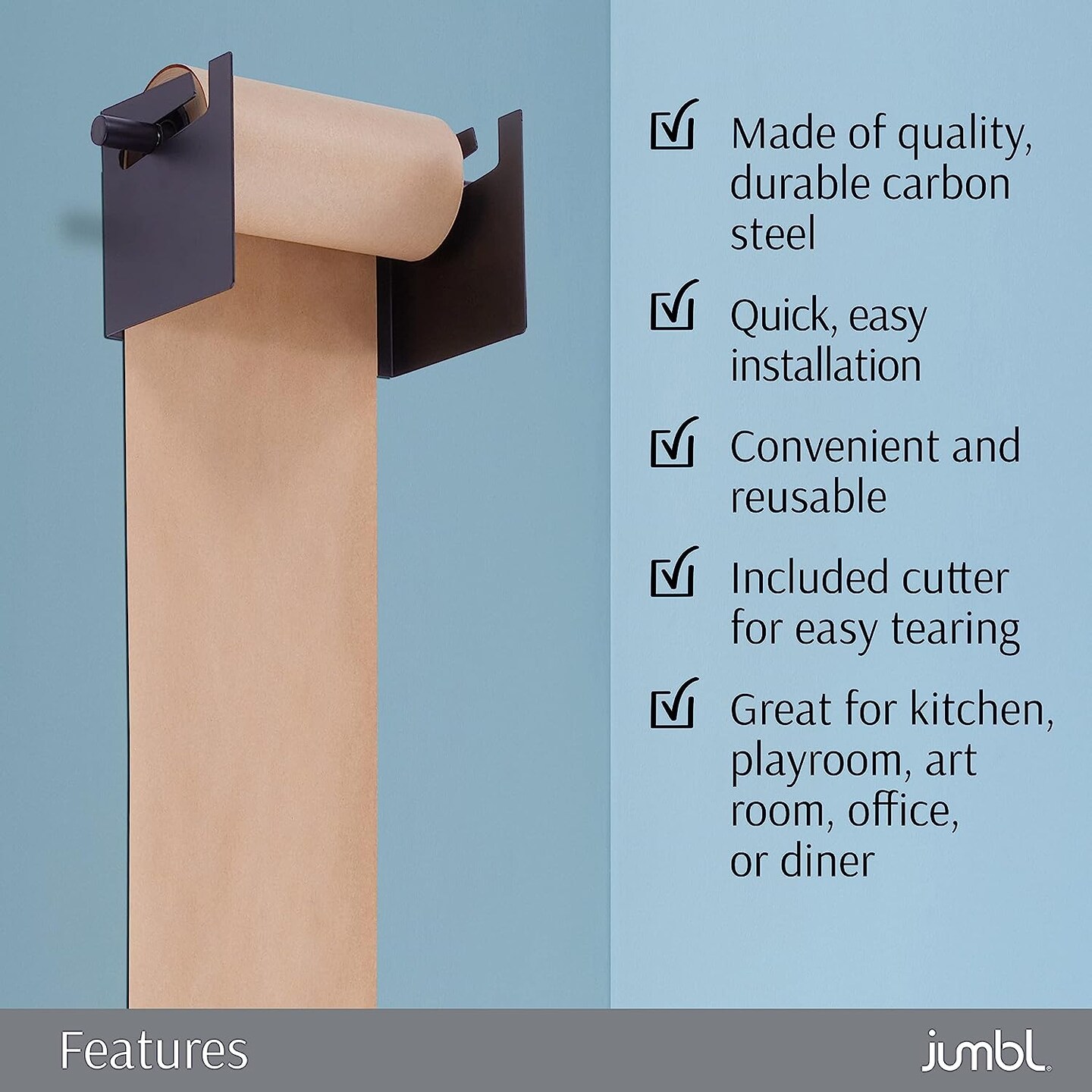 thumbnail image 2 of HFS 24-Inch Kraft Paper Roll Holder – Wall Mounted Or Table Top – For Office, Kitchen 2 of 5