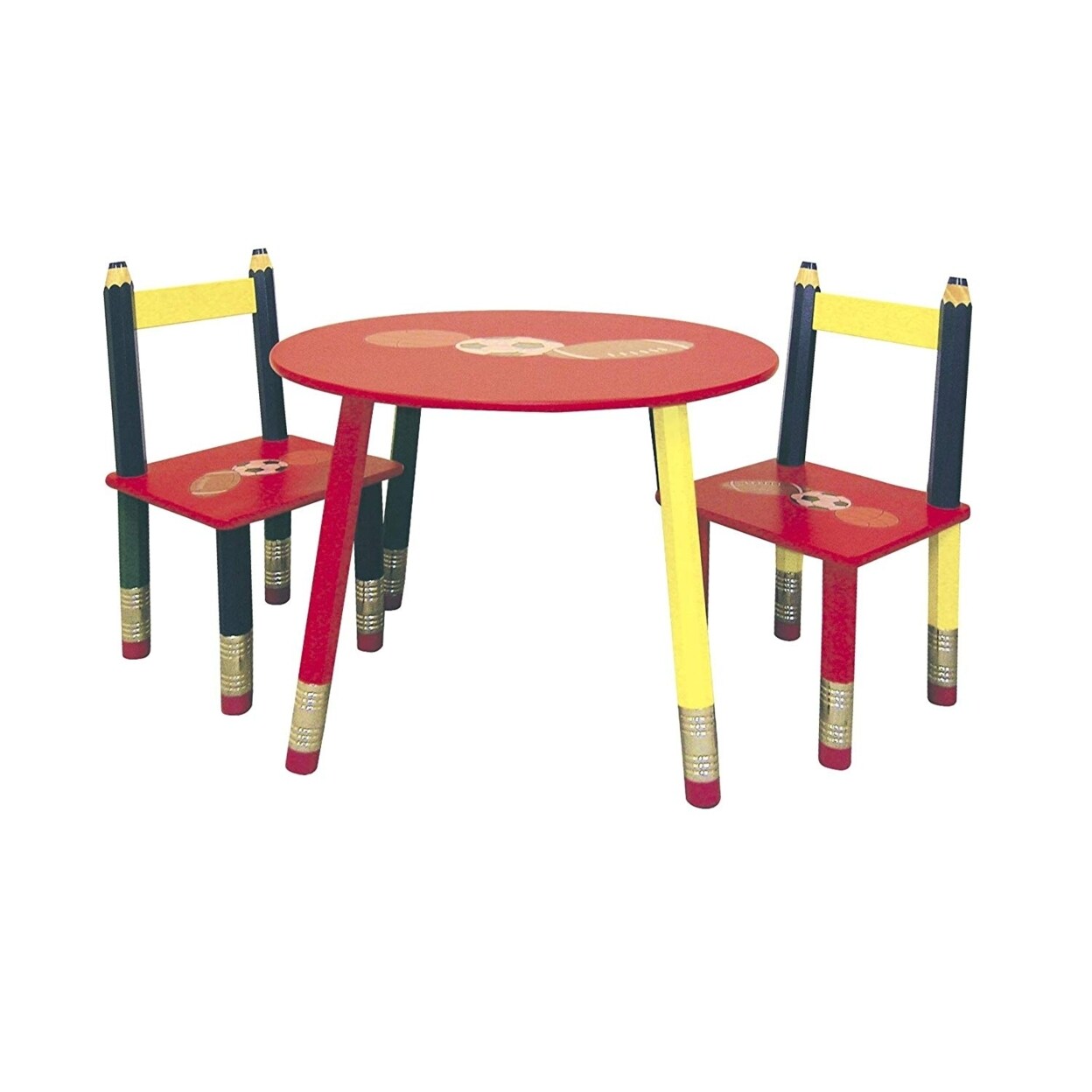 Saltoro Sherpi 3 Piece Kids Pencil Themed Table Set with 2 Chairs Multicolor