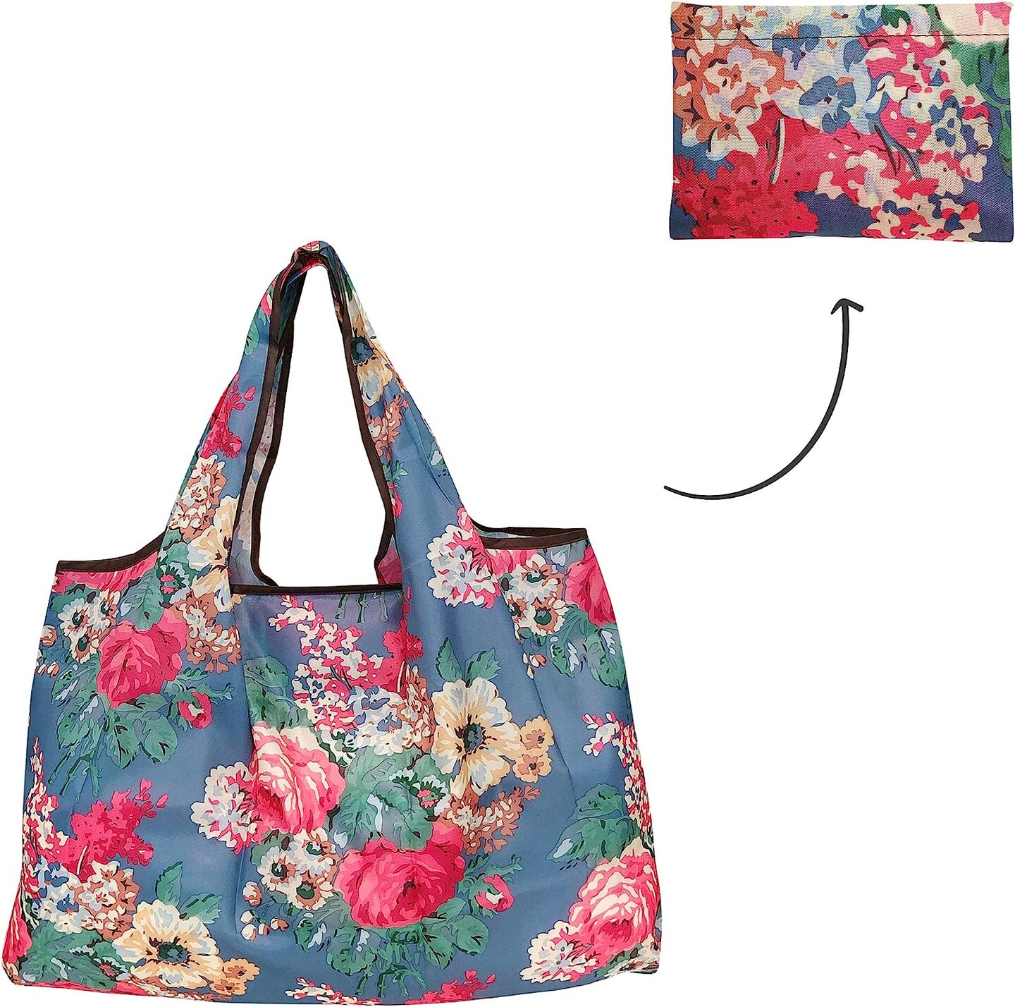 Wrapables Large Foldable Tote Nylon Reusable Grocery Bags, 6 Pack