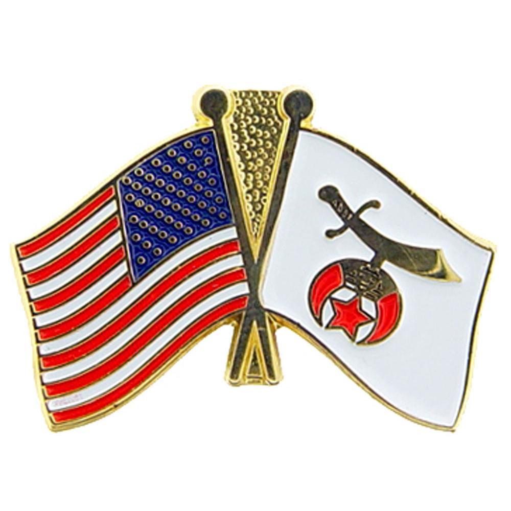 EagleEmblems P05711 PIN-ORG,Shriner/USA Flag (1&#x27;&#x27;)
