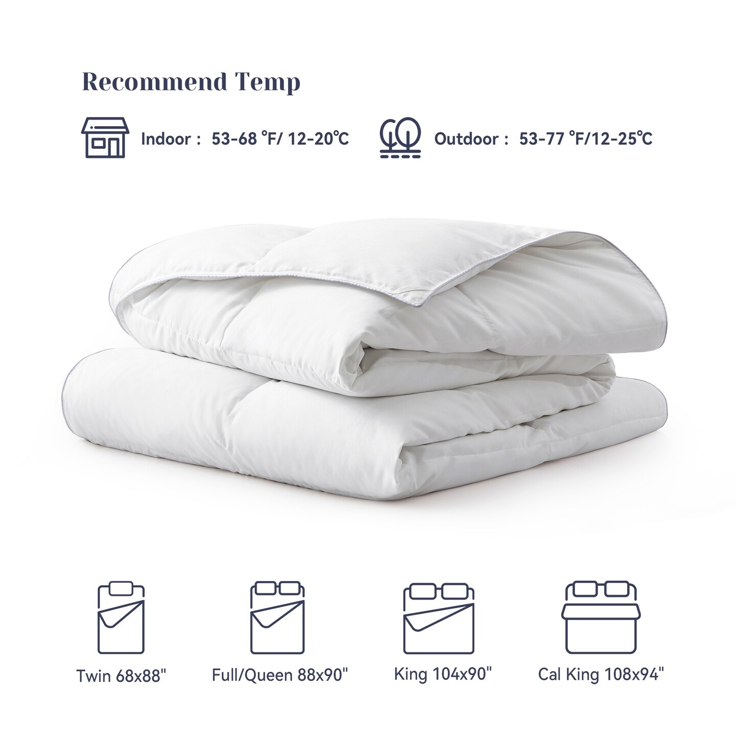 Lightweight Summer Down Blanket White Goose Down Cal King Comforter 360 Tc
