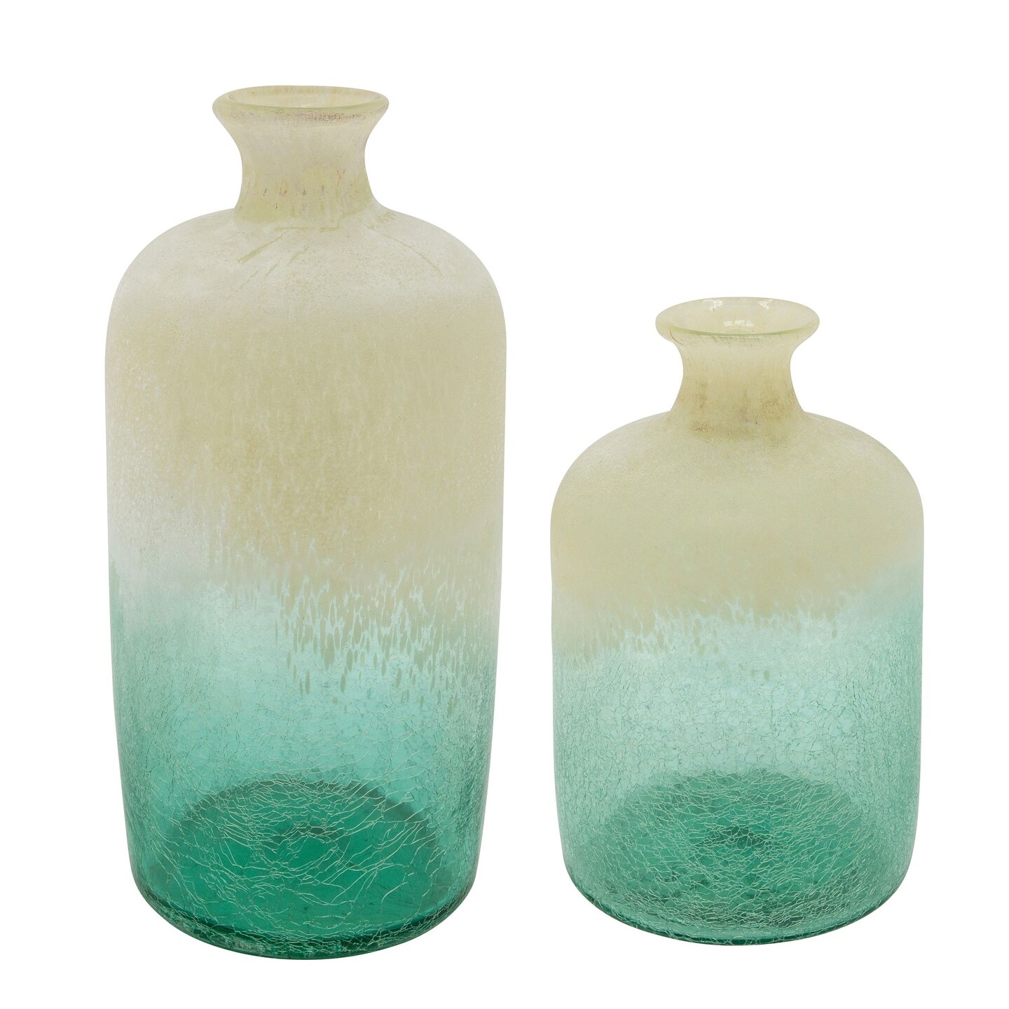 Kingston Living 12&#x22; Green and Beige Glass Frosted Vase Decor