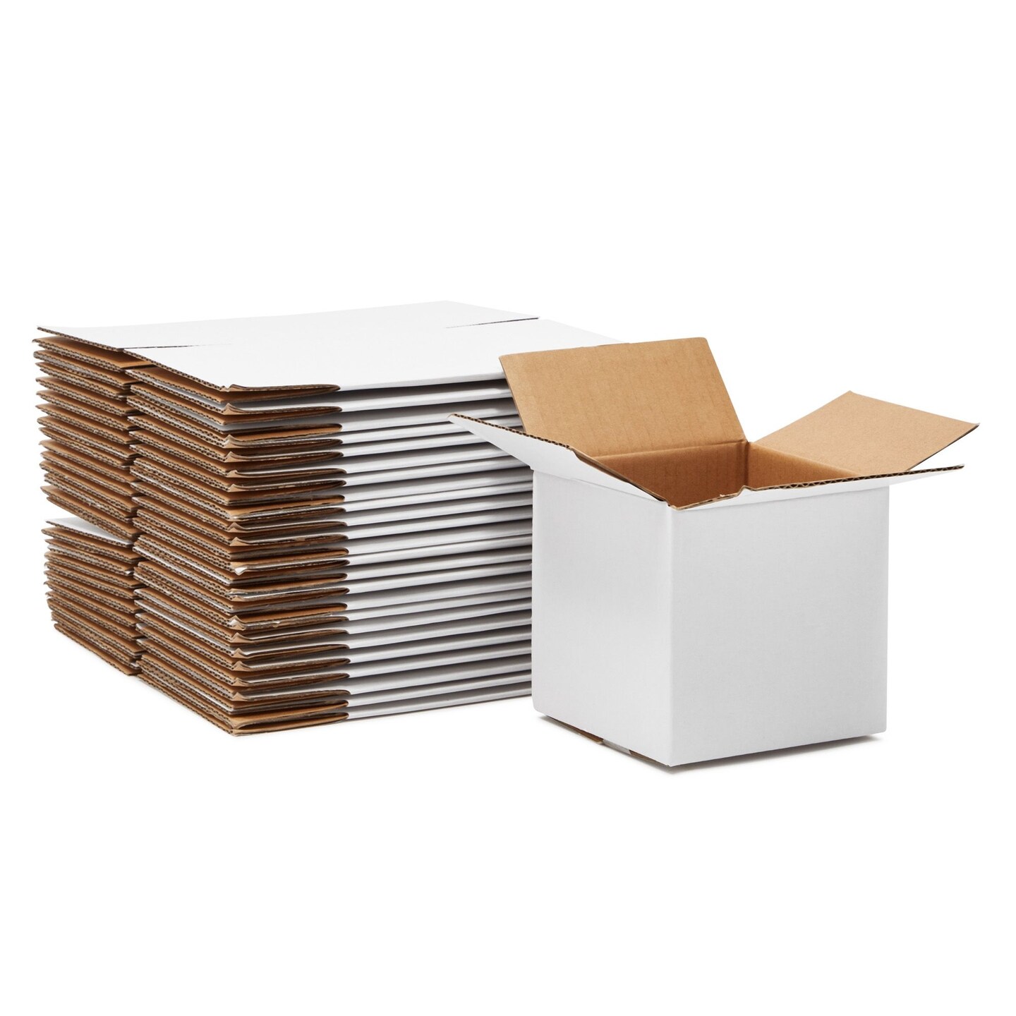 25 Pack White Corrugated Shipping Boxes for Mailing Packages, Cardboard Packaging Mailers for Small Business, Gifts, Small Item Storage for Christmas Ornaments (5 x 5 x 5 Inches)