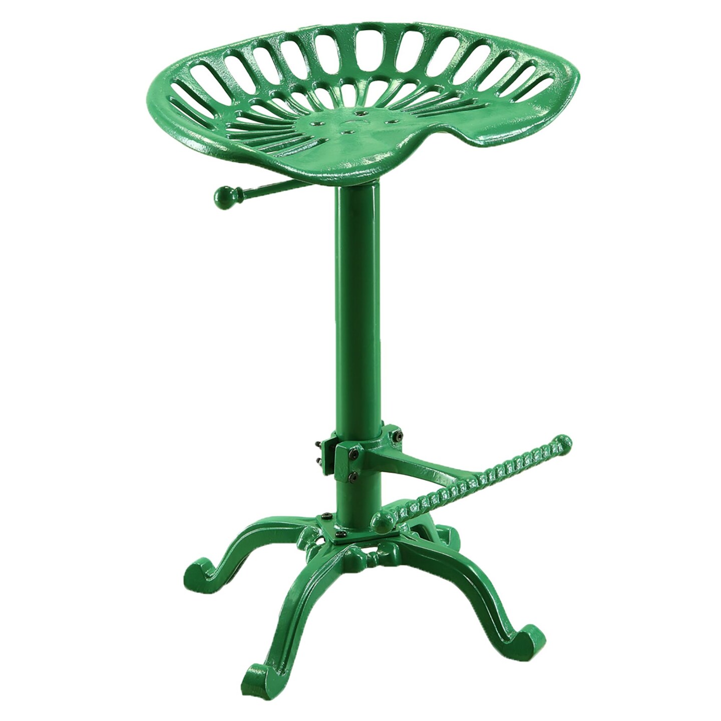 Contemporary Home Living 22.5&#x22; Green Farmhouse Adjustable Tractor Seat Stool with Footrest