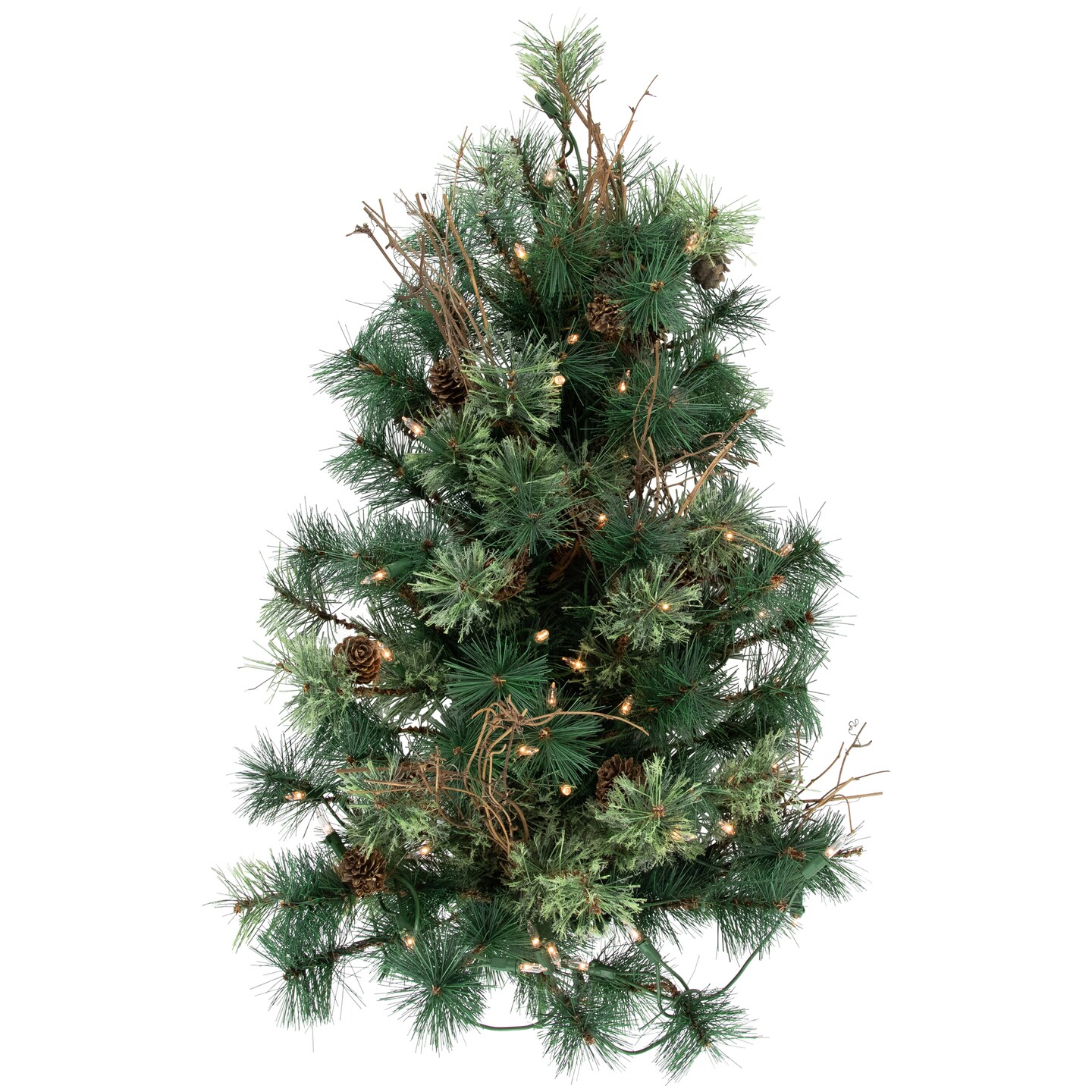Northlight Pre-Lit Country Mixed Pine Artificial Christmas Wall or Door Tree - 2' - Clear Lights