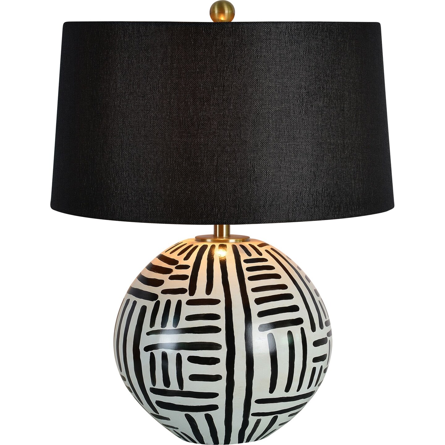 Signature Home Collection 24.5" Round Ceramic Table Lamp with Black Modified Drum Shade