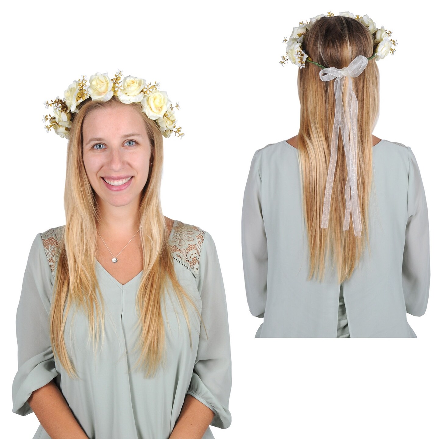 Beistle Club Pack of 12 Springtime Wedding Adjustable White Floral Crown Headband Accessories