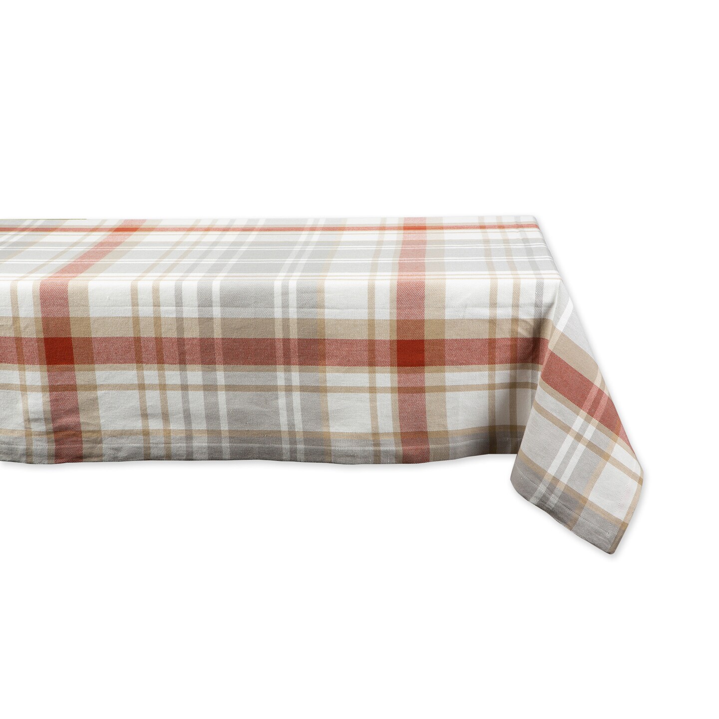 Contemporary Home Living Cozy Picnic Plaid Square Cotton Tablecloth - 52" - White and Rust Red
