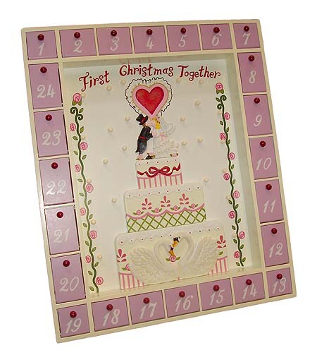 Kurt Adler 17&#x22; Pink and Beige First Christmas Together Wedding Advent Calendar