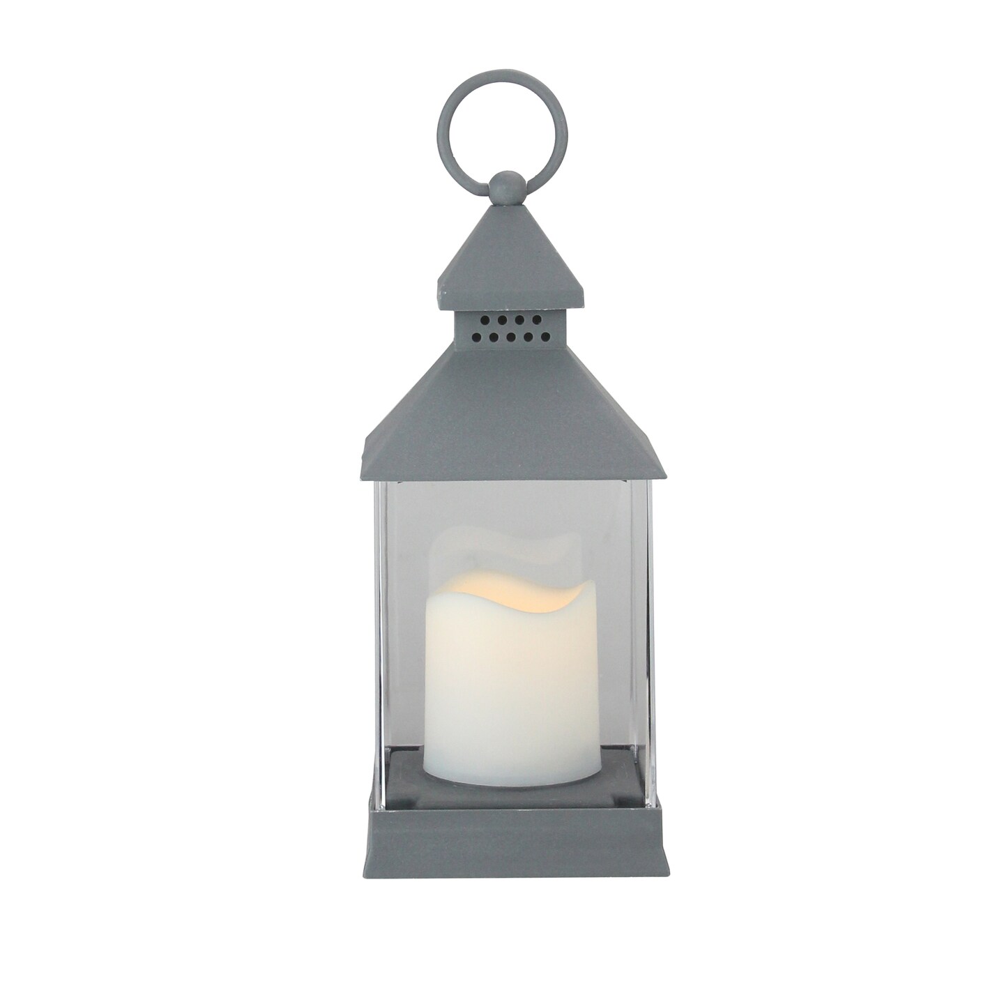 Northlight Candle Lantern with Flameless LED Candle Decor - 9.5" - Gray