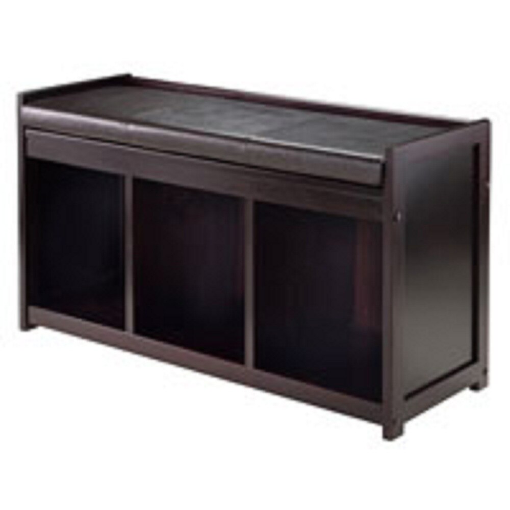 Contemporary Home Living 20.75” Espresso Brown Storage Bench with Cushion