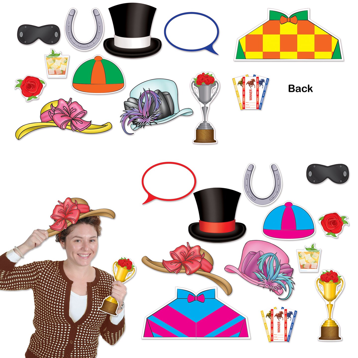 Beistle Club Pack of 144 Derby Day Horse Racing Photo Fun Signs