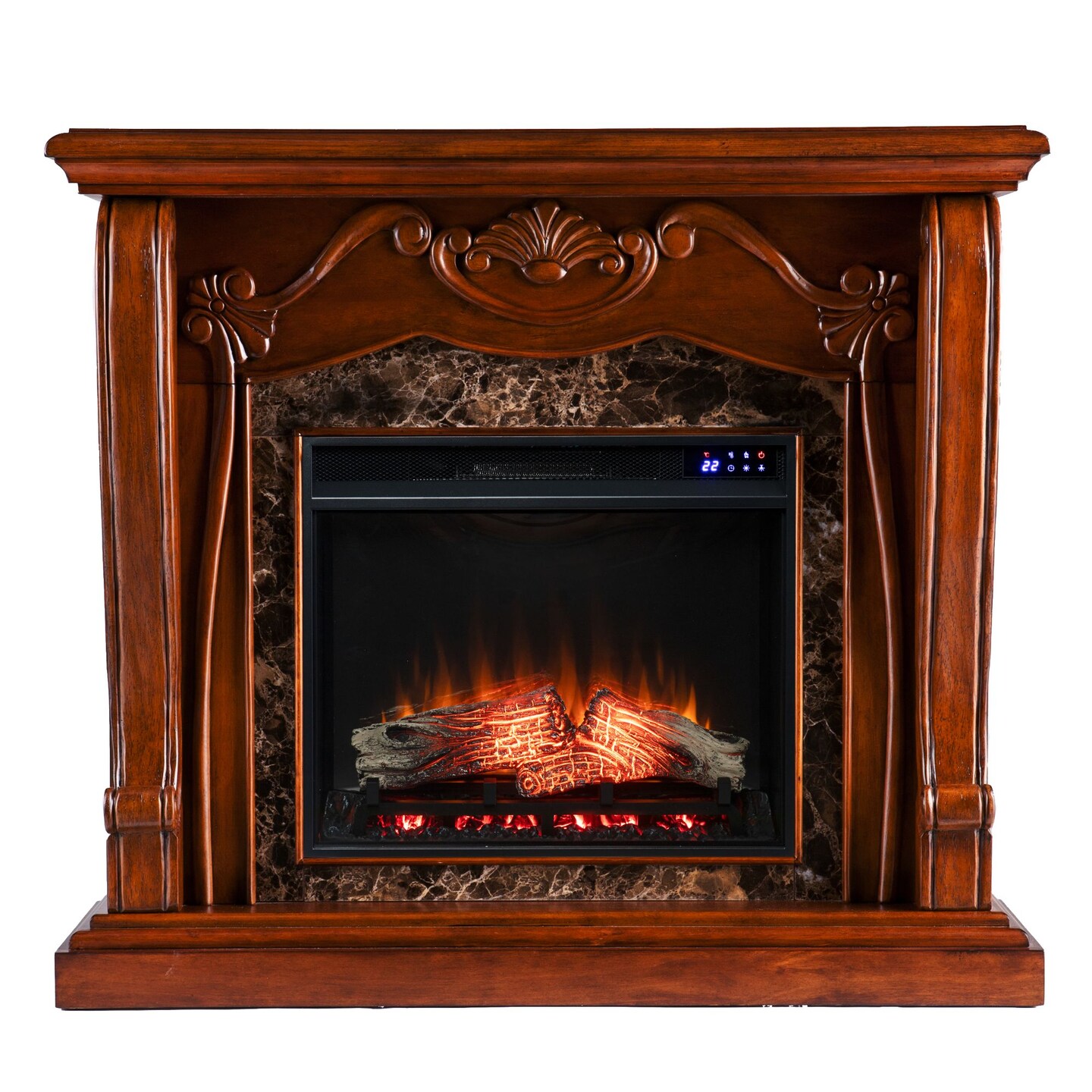 Southern Enterprises 45.25" Brown Classic Victorian Electric Fireplace