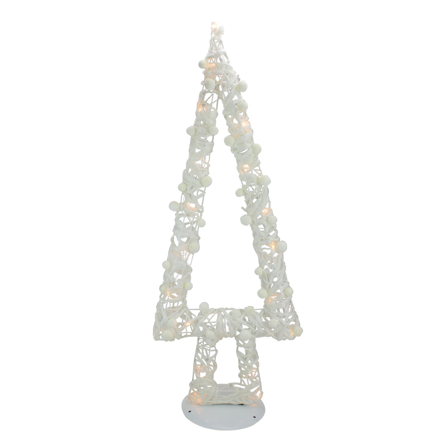 Northlight Lighted Glitter String and Cotton Ball Christmas Tree Decoration - 34&#x22;