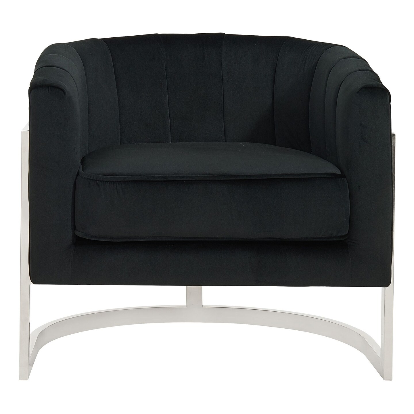 Contemporary Home Living 28&#x22; Black and Silver Contemporary Upholstered Bucket Chair