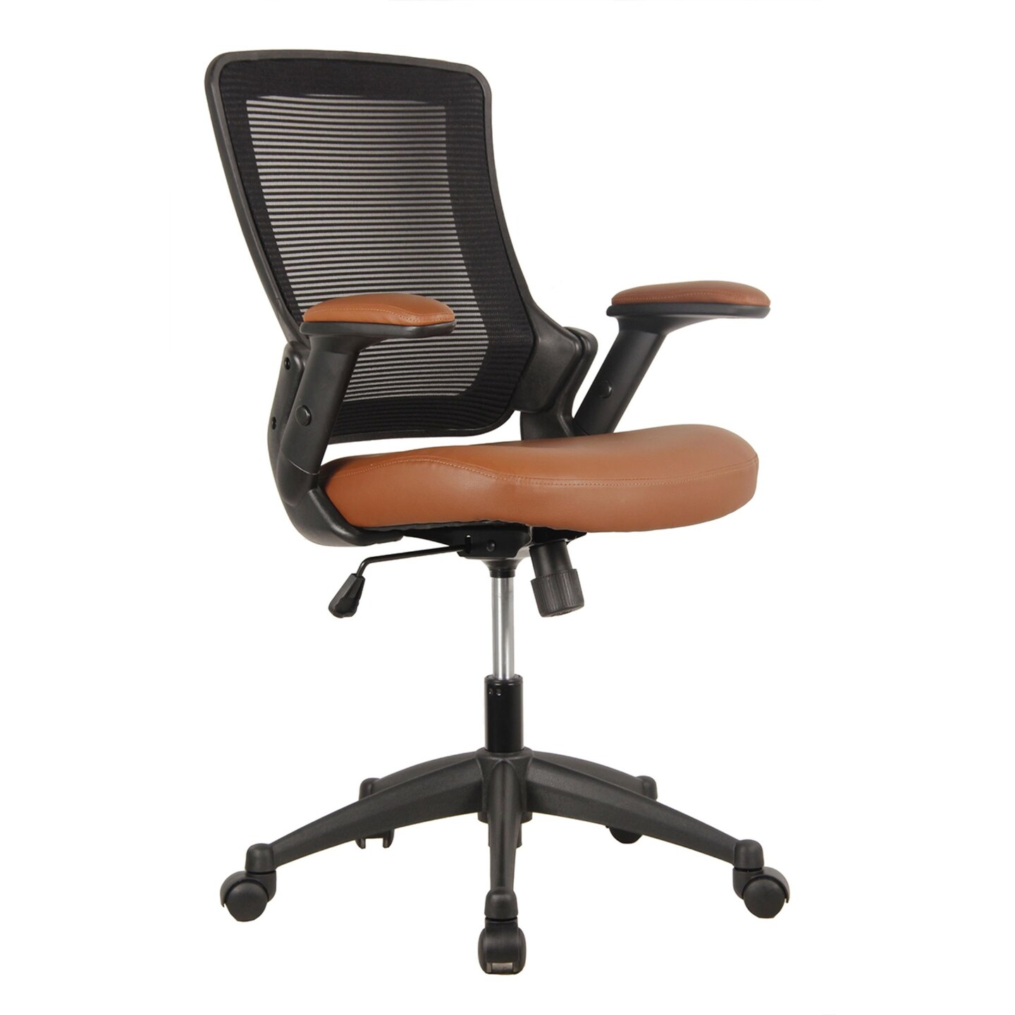 Techni Office Solutions 34&#x22; Black, Brown, and Metallic Gray Mid-Back Mesh Task Office Chair