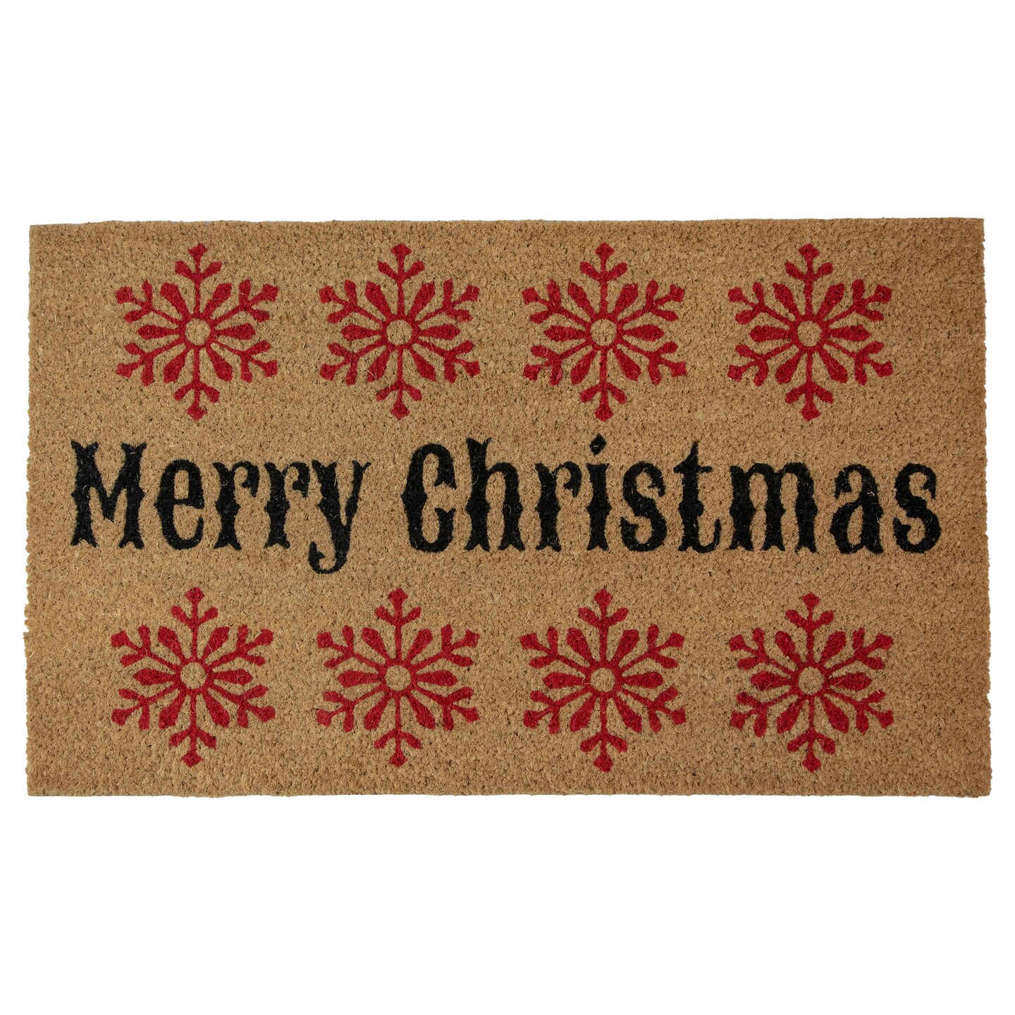Northlight Natural Coir Merry Christmas Snowflake Doormat 18&#x22; x 30&#x22;