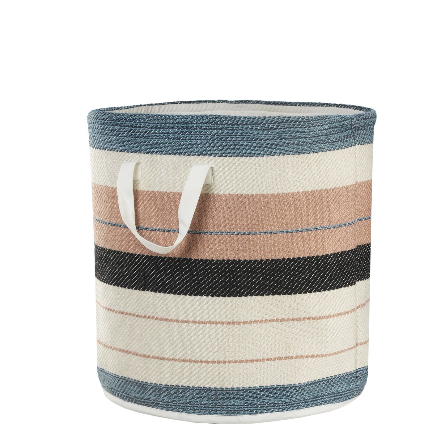 Laddha Home Designs 21" Multicolored Mid Century Striped Handmade Storage Basket