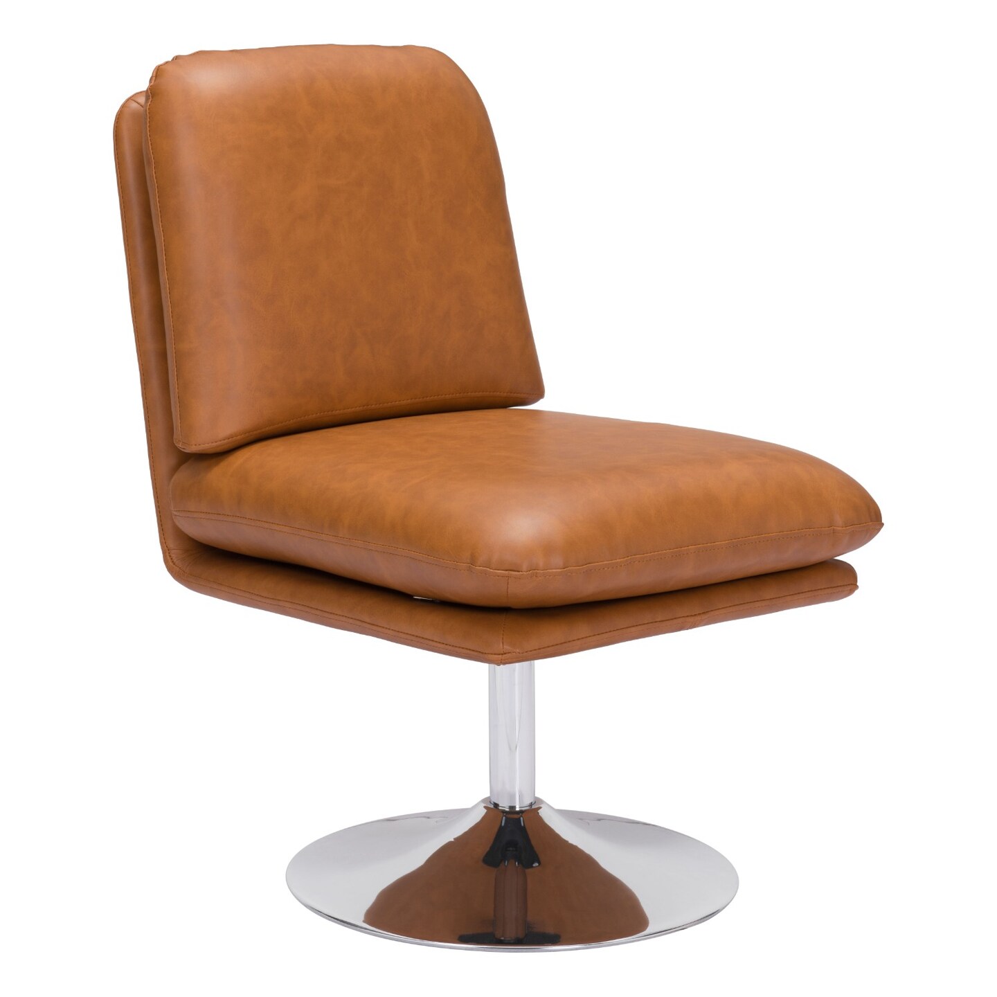 Modern Home 35&#x22; Brown and Silver Upholstered Swivel Accent Chair