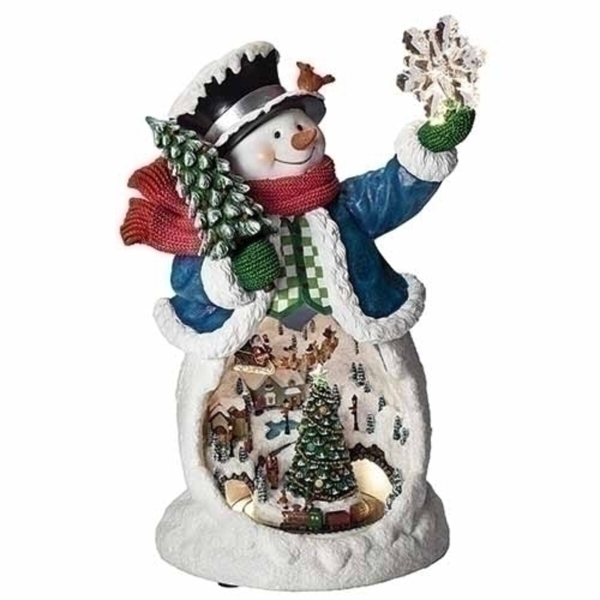 Roman 13.25" LED Lighted Snowman with Rotating Scene Musical Christmas ...