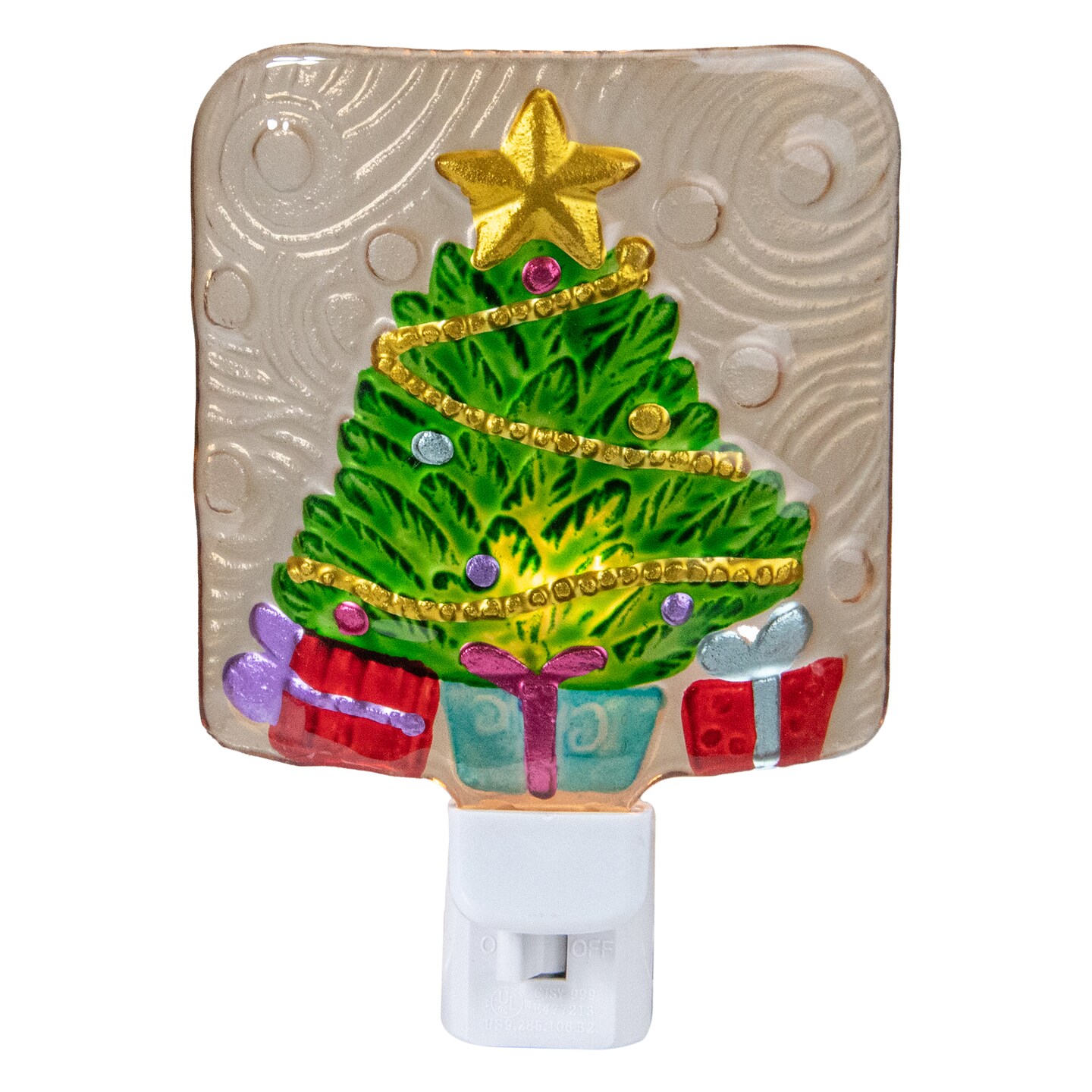 Northlight 4&#x22; Green and Gold Christmas Tree Night Light