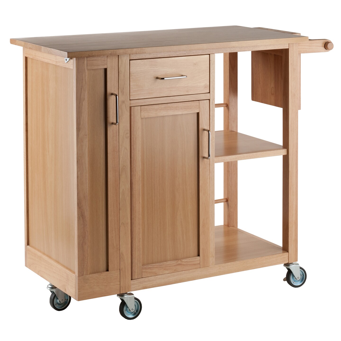 Contemporary Home Living 35.5&#x201D; Natural Brown Rolling Douglas Kitchen Cart