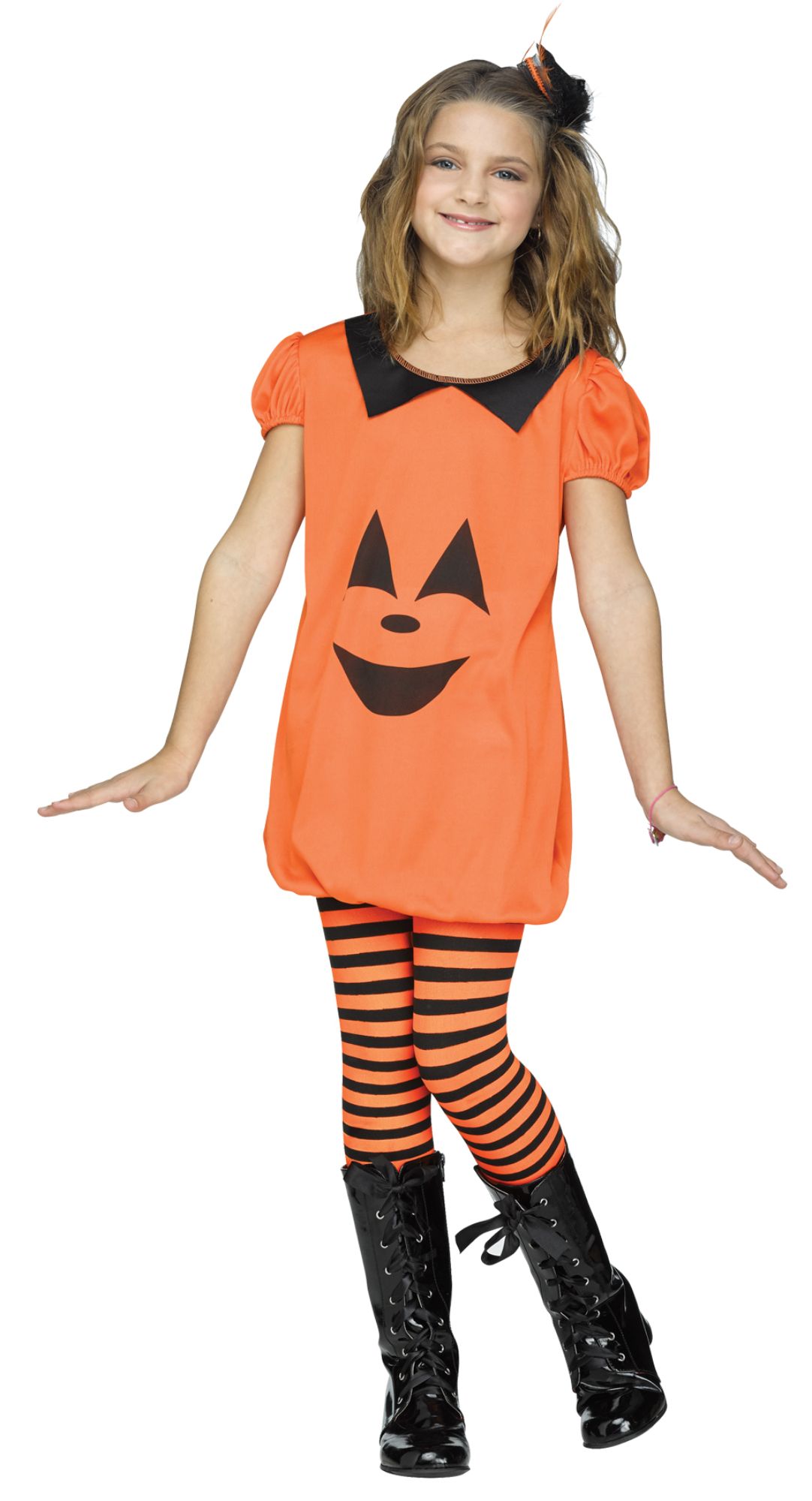 The Costume Center Black and Orange Pumpkin Romper Girl Child Halloween Costume - Large