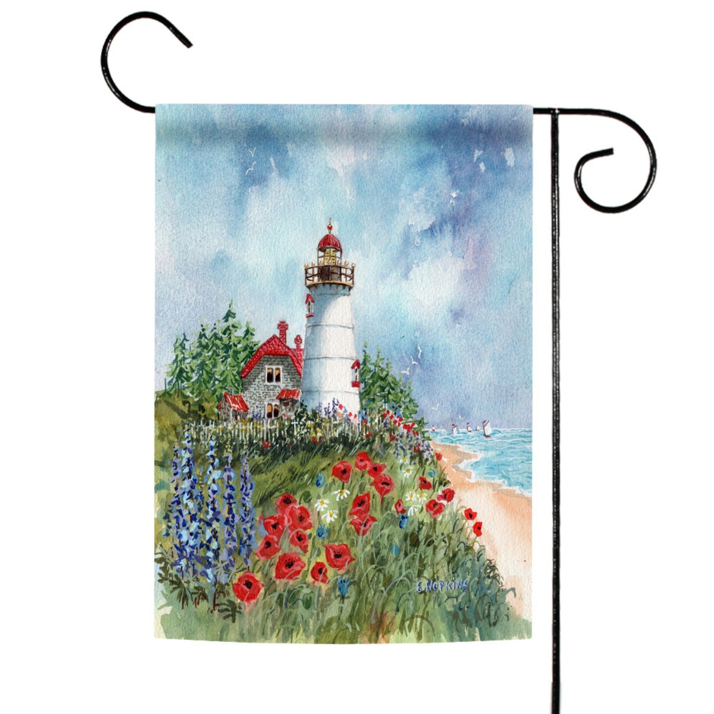 Toland Home Garden Green and Blue Chatham Lighthouse Outdoor Garden Flag 18&#x22; x 12.5&#x22;
