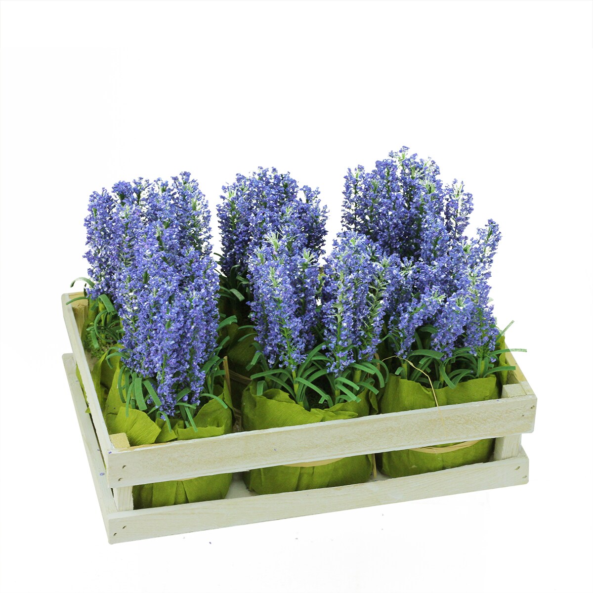 Gallerie II Artificial Lavender Plants in Crate Spring Decoration - 9.5" - Pack of 6