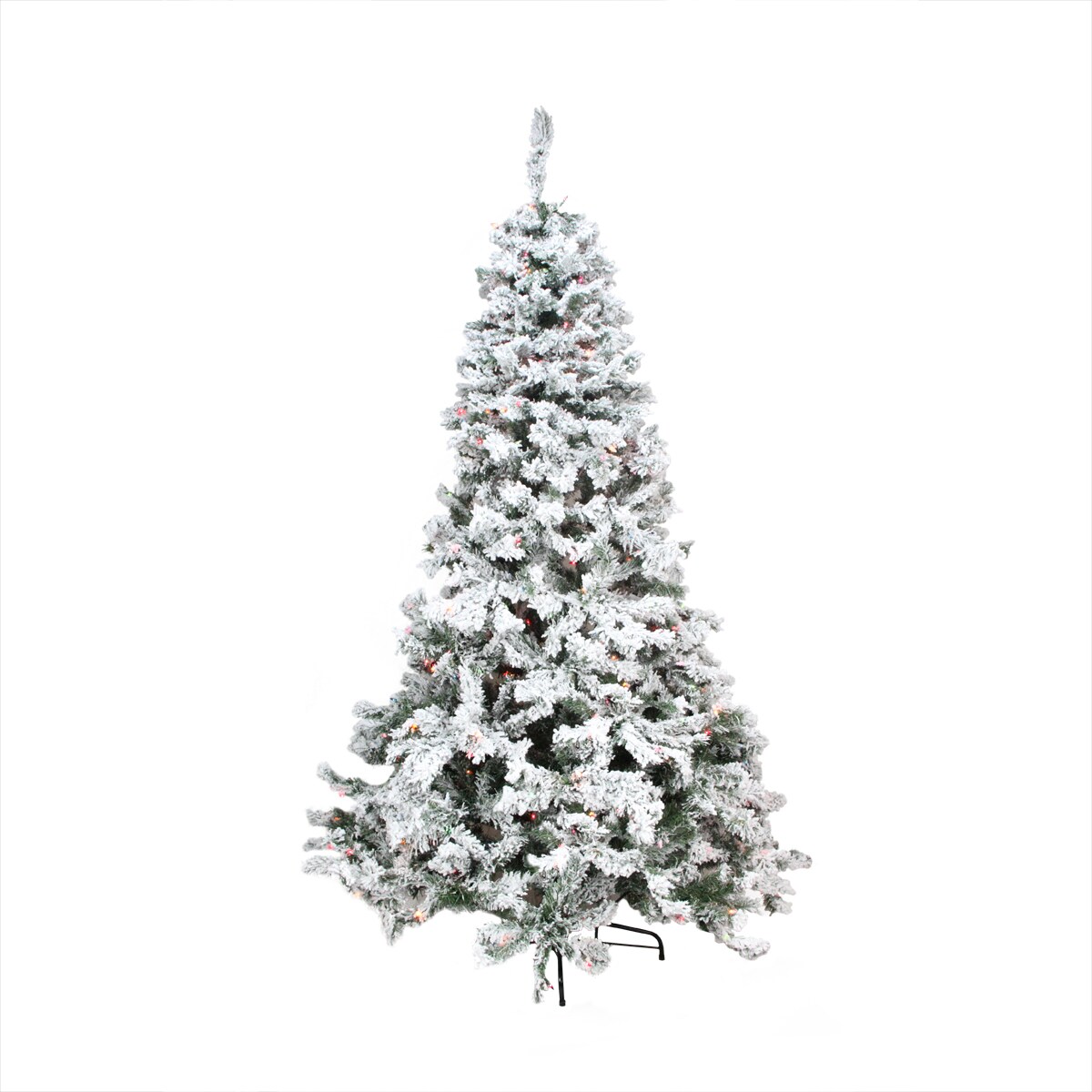 Northlight 6.5&#x27; Pre-Lit Heavily Flocked Pine Medium Artificial Christmas Tree - Multicolor Lights