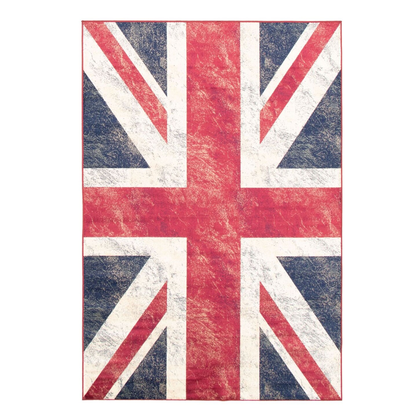 Chaudhary Living 3.75&#x27; x 5.5&#x27; Navy Blue and Red British Flag Style Rectangular Area Throw Rug