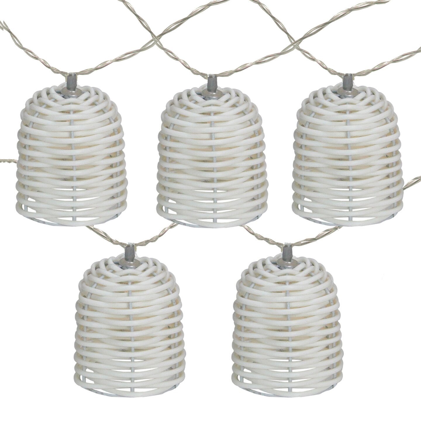 10 Battery Operated White LED Mini Lantern Christmas Lights - 4.6 ft Clear  Wire