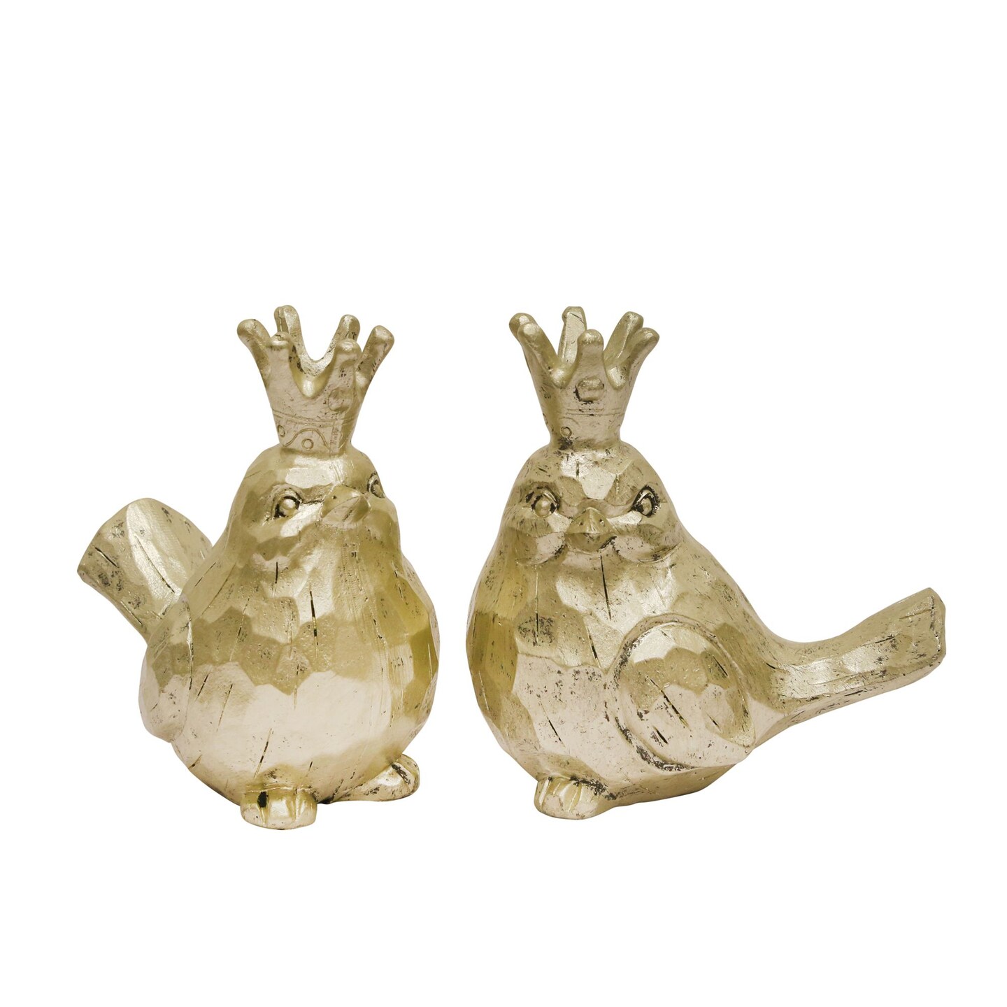 Kingston Living Set of 2 Gold Birds with Crown Tabletop Figurines 5.5 ...