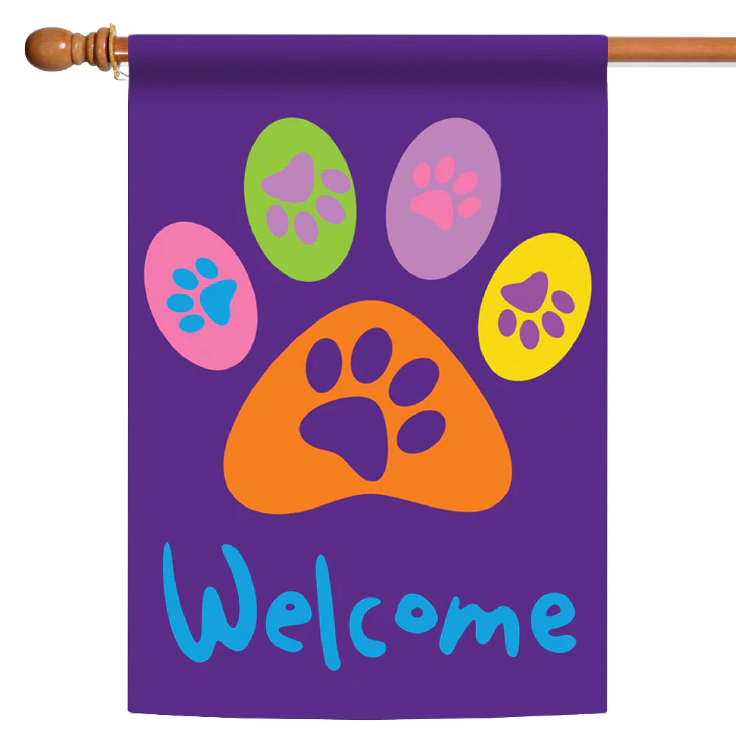 Toland Home Garden Colorful Paws &#x27;Welcome&#x27; Outdoor House Flag 40&#x22; x 28&#x22;