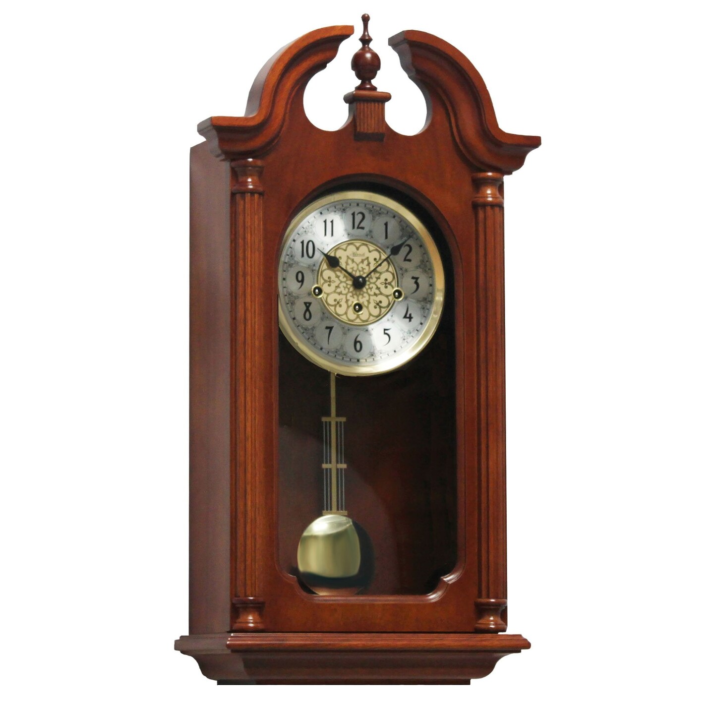 Hermle 26" Brown and White Regulator Pendulum Wall Clock, Color: Brown ...
