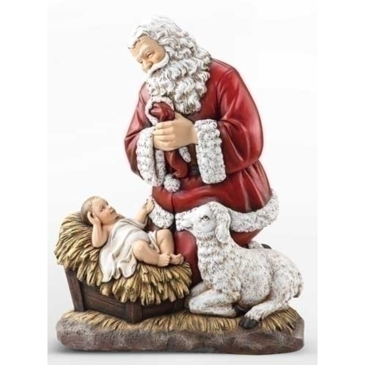 Roman 24.25" Kneeling Santa with Baby Jesus Christmas Figurine