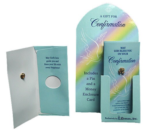 Roman Club Pack of 24 Blue Confirmation Day Gift Money Cards and Pins 6.5&#x22;