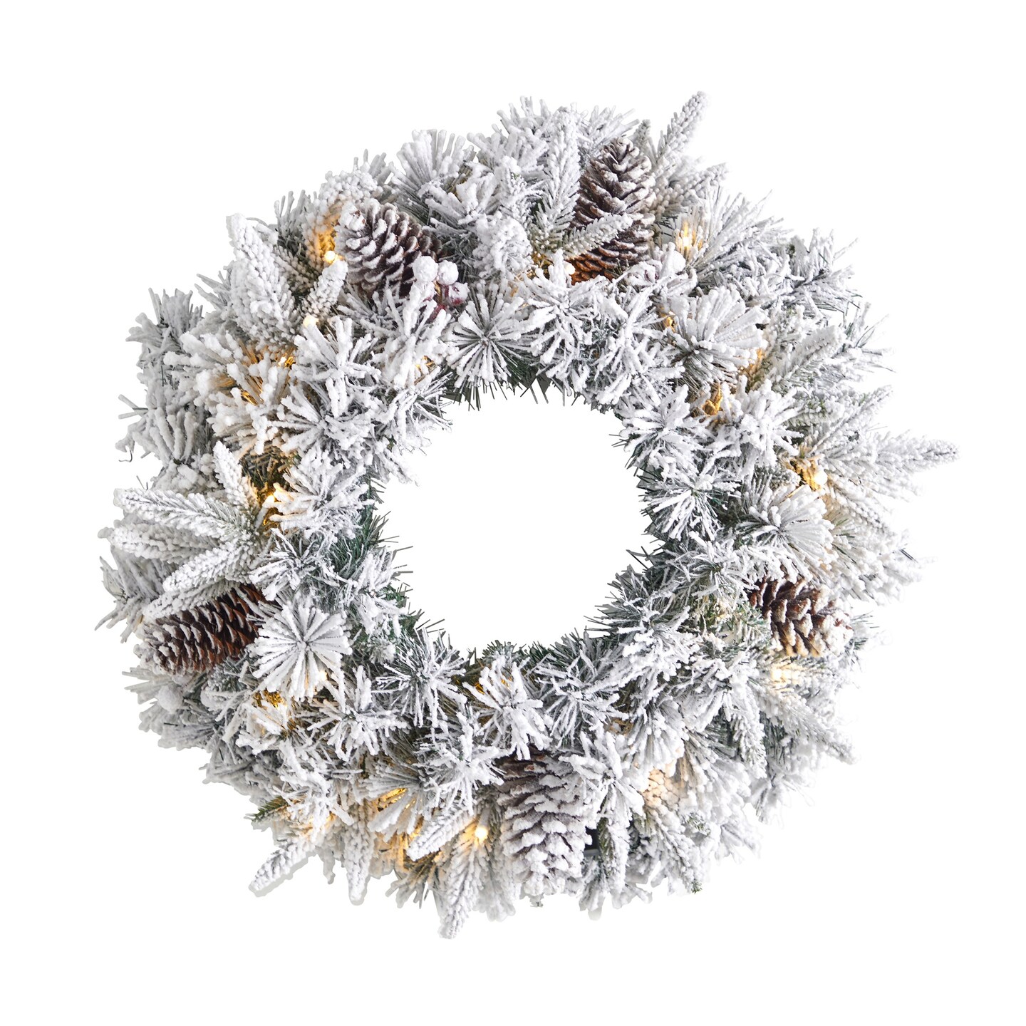 Nearly Natural Indoor Pre-Lit Christmas Wreath