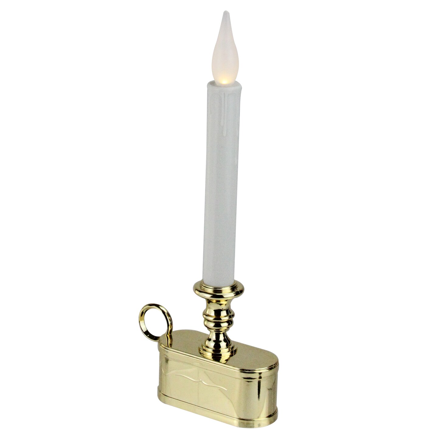 Brite Star 11&#x22; Battery Operated White and Gold LED Christmas Candle Lamp with Toned Base