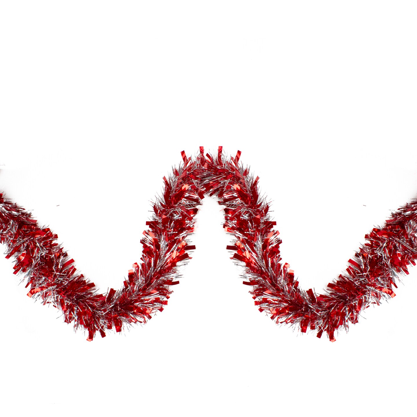 Northlight Wide Cut Christmas Tinsel Garland - 12&#x27; x 4&#x22; - Red and Silver - Unlit