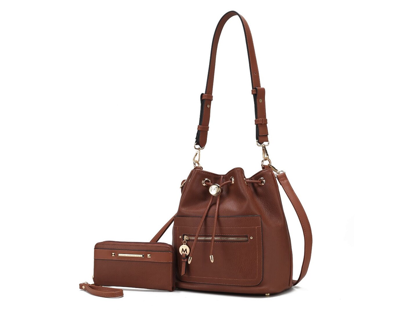 Vegan leather top bucket bag