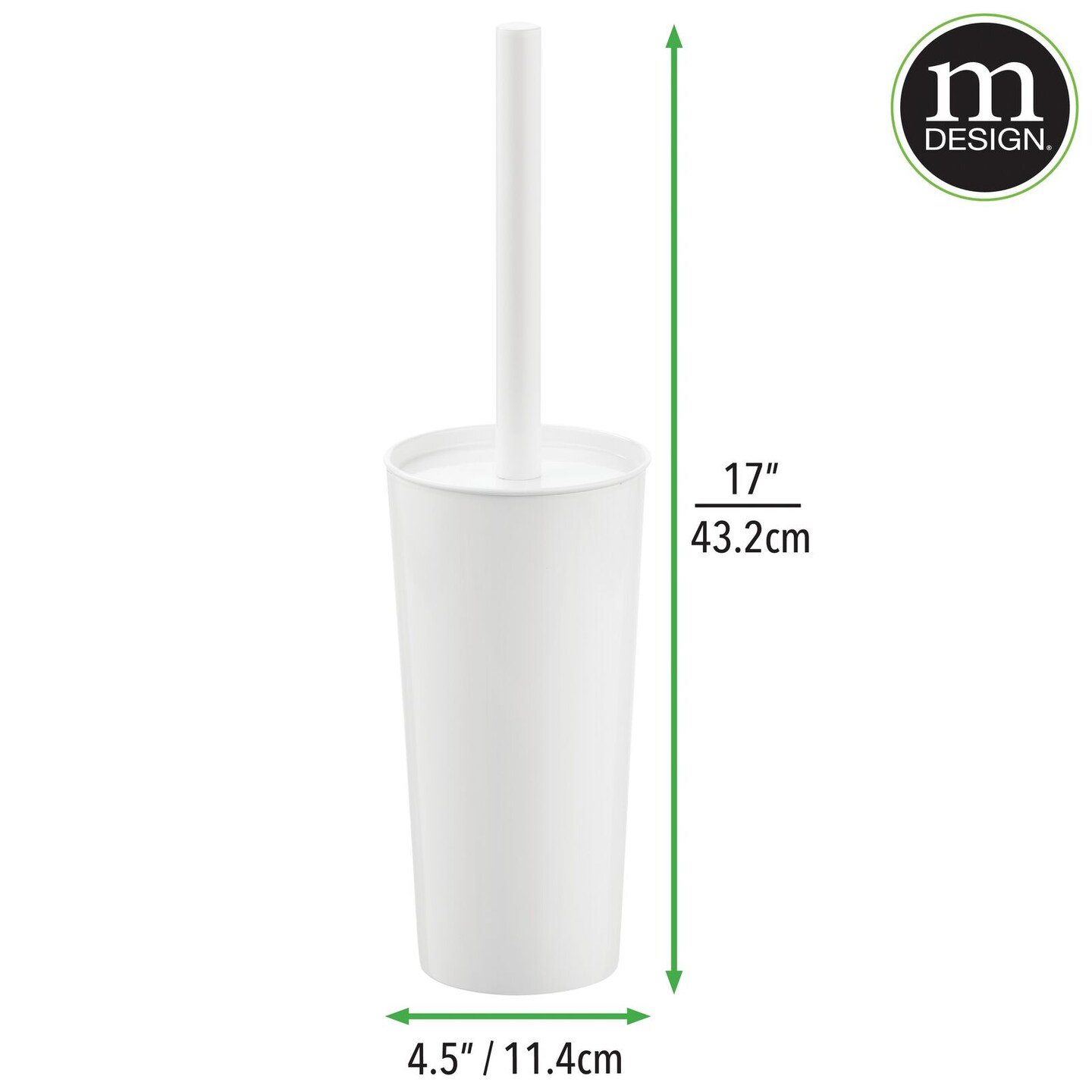mDesign Metal Toilet Bowl Brush and Holder + Wastebasket - Set of 2