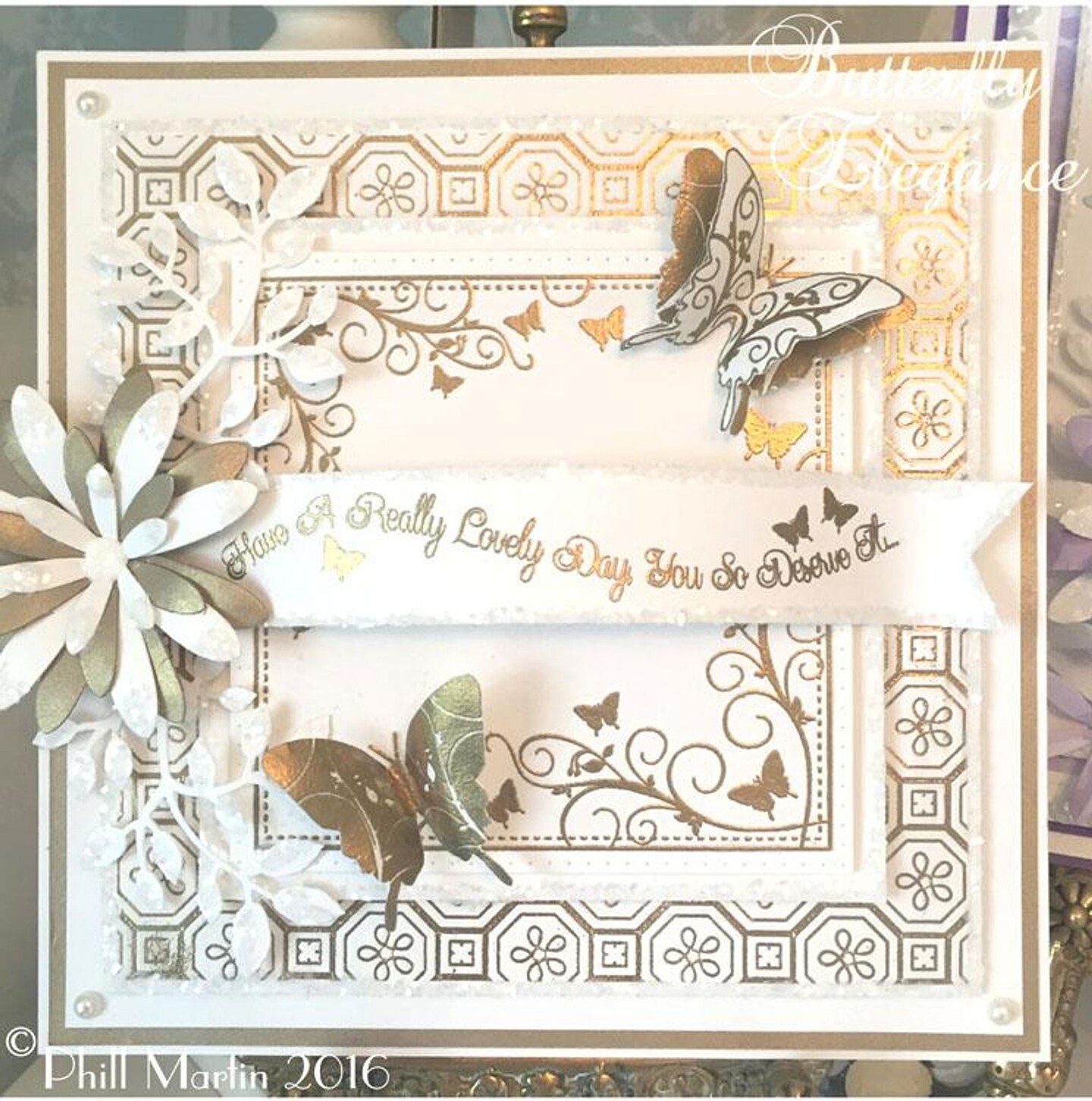 Creative Expressions : Butterfly Elegance Large Stitched Square Frame
