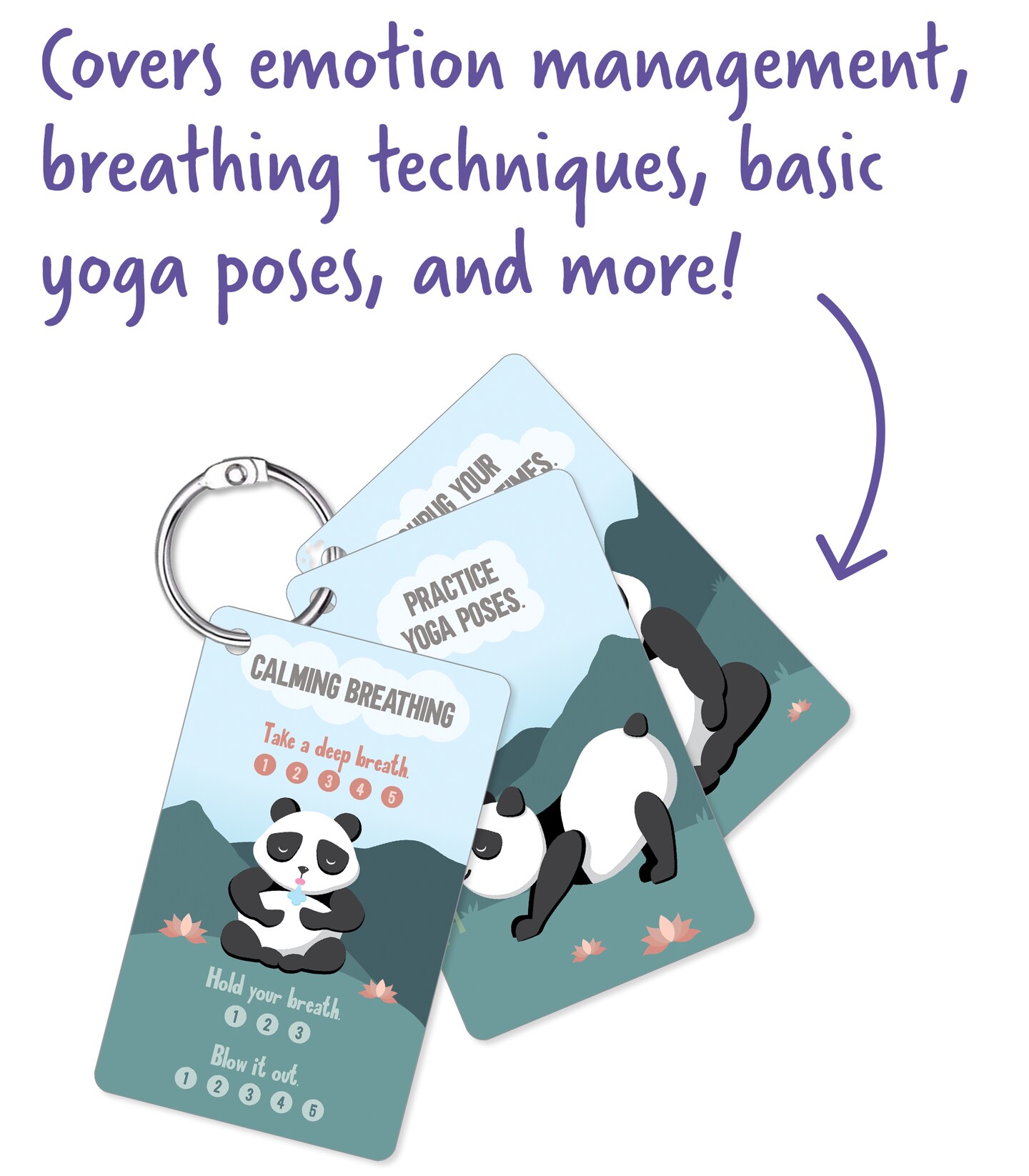 Carson Dellosa Be Clever Wherever Things on Rings Calming Strategies, PreK-Grade 5, Book Ring and Calming Strategies, Breathing Techniques, Yoga Poses, Counting Exercises Flash Cards (16 pc)