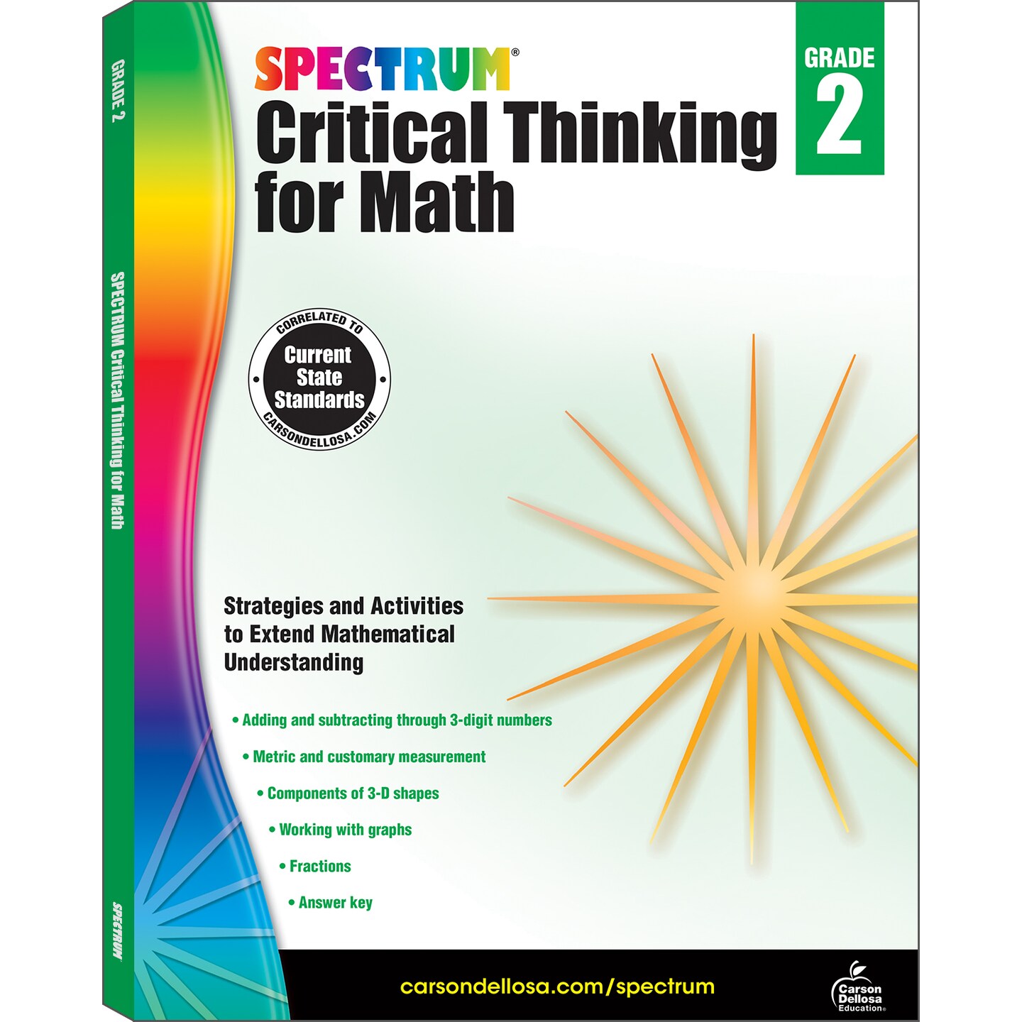 Spectrum Grade 2 Critical Thinking for Math Workbook, Addition and Subtraction With Up to 3 Digit Numbers, Fractions, Shapes, Graphs, and More Mathematics, Classroom or Homeschool Curriculum