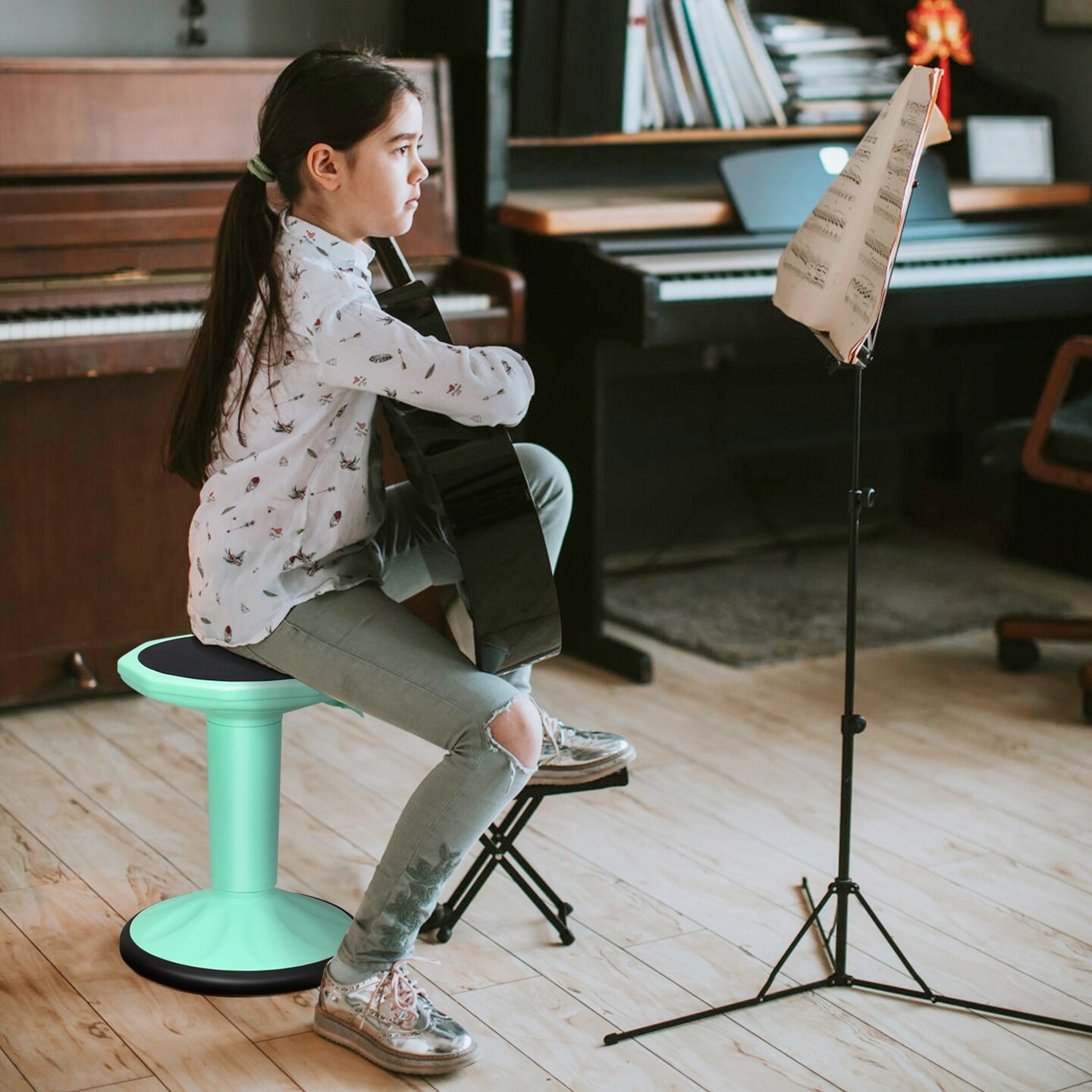 Adjustable Active Learning Stool Sitting Home Office Wobble Chair with Cushion Seat