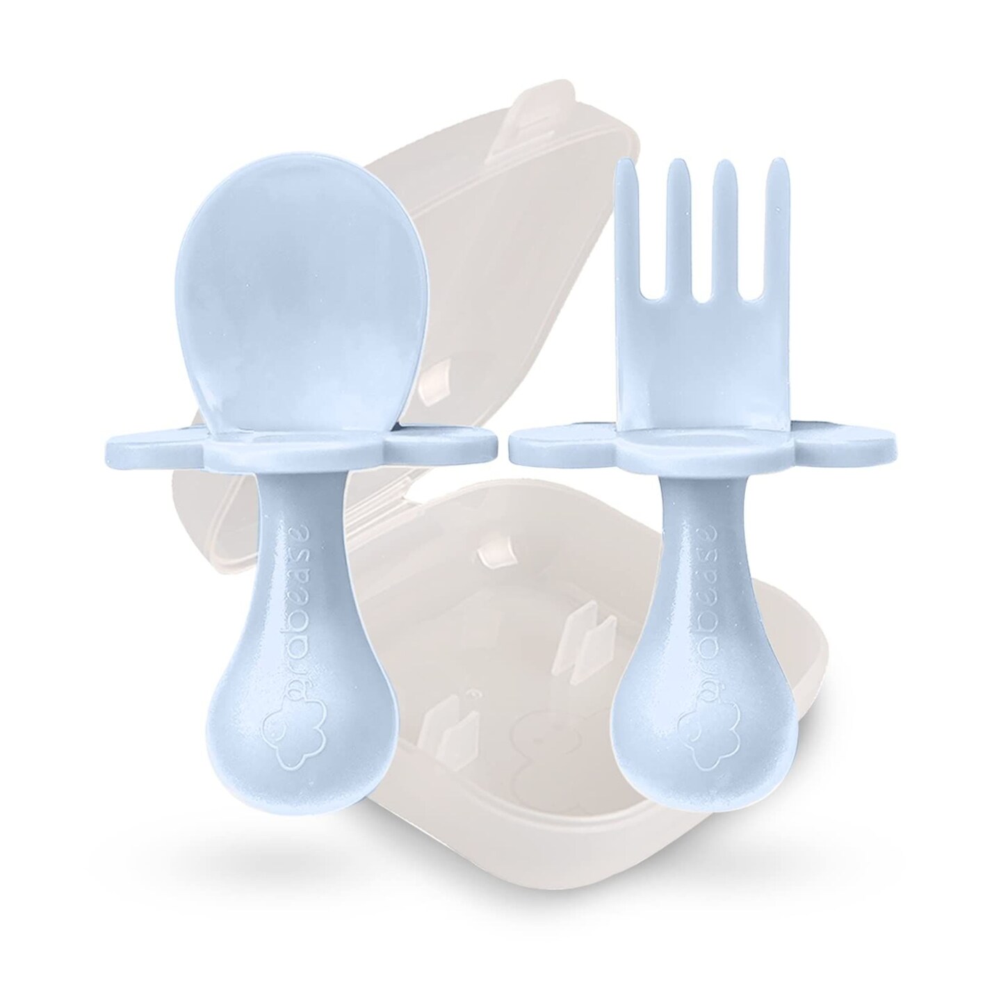 Grabease Baby Feeding Self Feeding Baby Utensils Baby Fork and Spoon, BPA-Free &#x26; Phthalate-Free for Baby &#x26; Toddler, 1 Set, blue