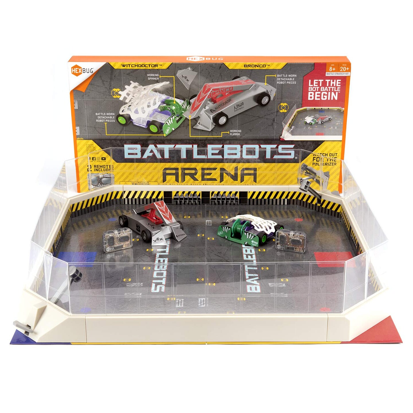 HEXBUG BattleBots Arena Bronco & Witch Doctor - Battle Bot with Game Board and Accessories - Remote Controlled Toy for Kids - Batteries Included with Hex Bug Robot Playset