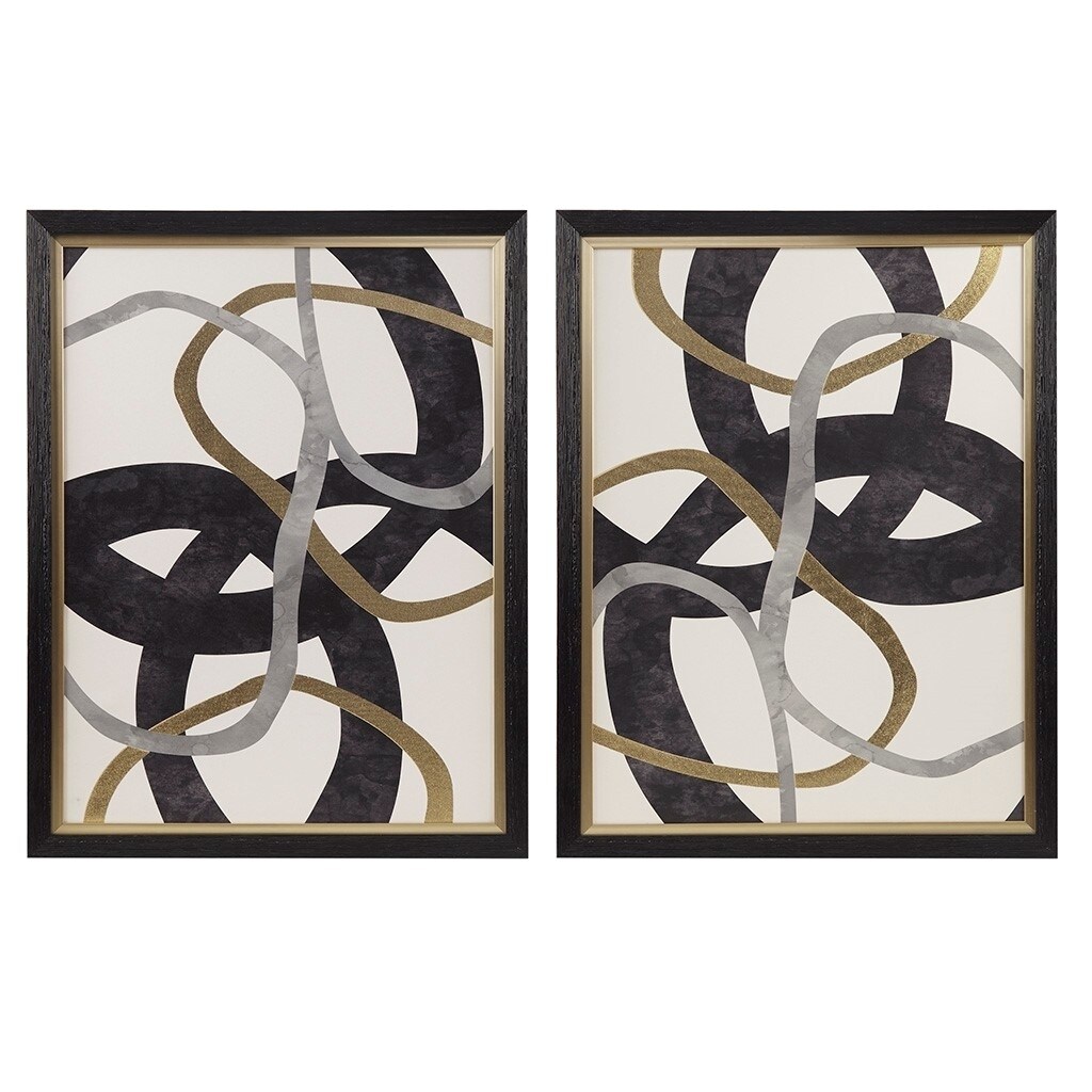 Gracie Mills Andrea Gilded Elegance 2-Piece Framed Abstract Canvas Wall ...